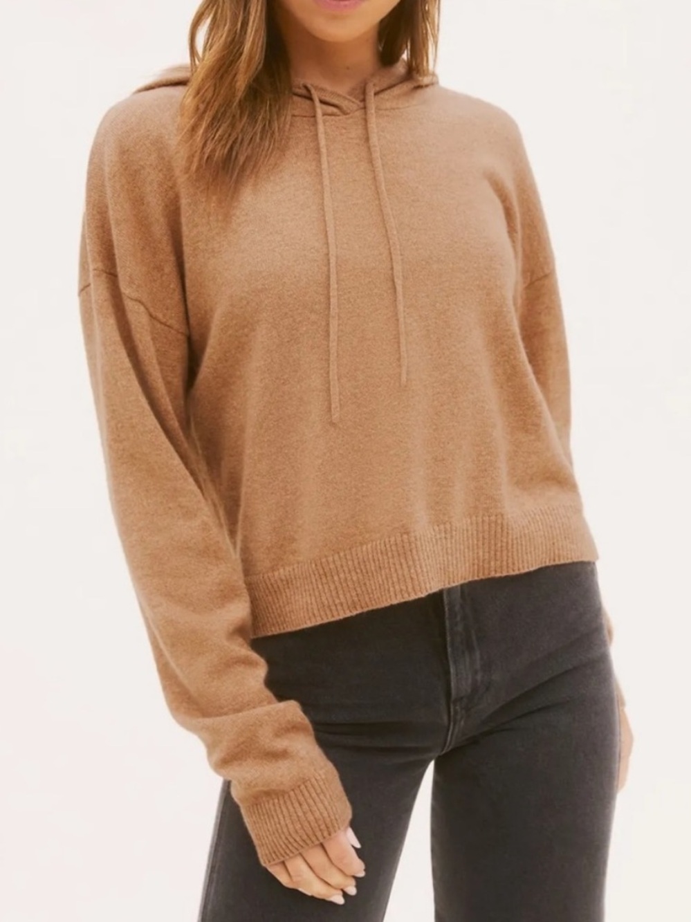 Reformation 100% Cashmere Hoodie Sweater Camel Tan Small